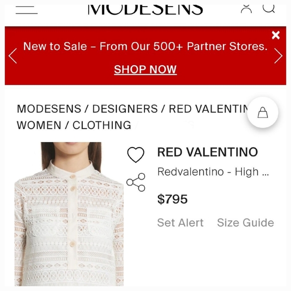 Valentino white lace blouse Henley style button collar cuff sleeves 40 EU - Picture 5 of 5